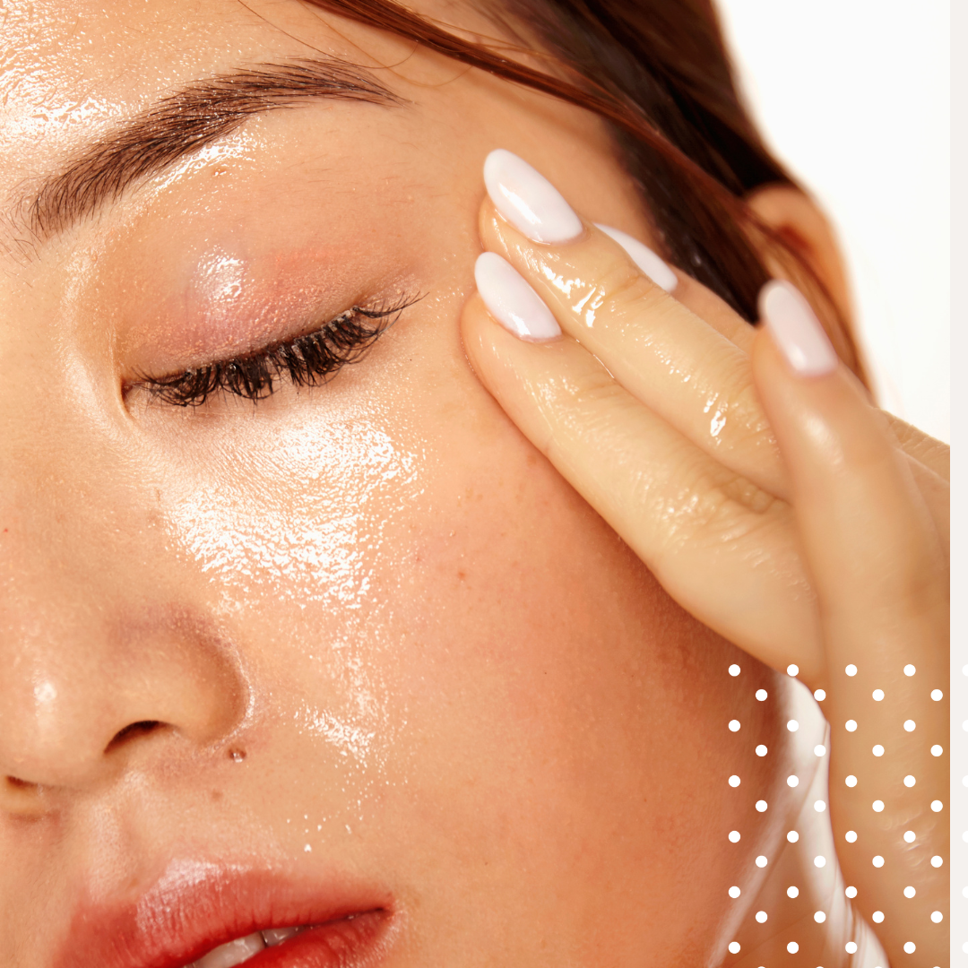 Woman using skincare products